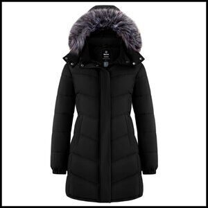 Long Hooded Winter Coat Quilted Puffer Jacket Warm Waterproof Plus Size